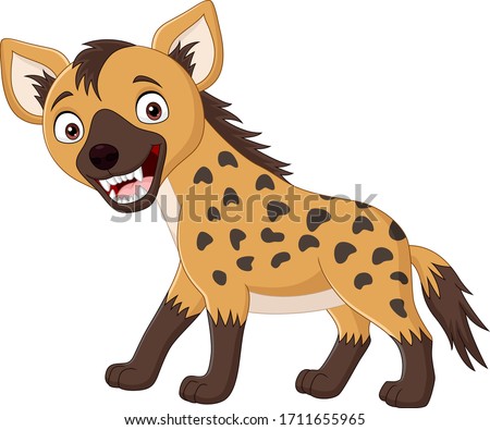 Cartoon funny hyena isolated on white background