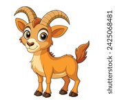 Cartoon of funny ibex illustration on white