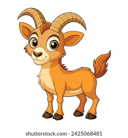 Cartoon of funny ibex illustration on white