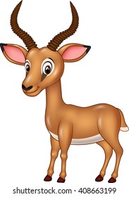 Cartoon funny impala isolated on white background