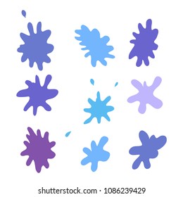 Cartoon funny ink spots. Colourful blot collection isolated on white background. Vector illustration.
