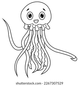 Cartoon funny jellyfish on white background