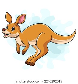 Cartoon funny kangaroo isolated on white background