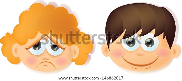 Cartoon Funny Kids Emotions Stock Vector (Royalty Free) 146862017 ...