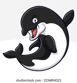 Cartoon funny killer whale isolated on white background