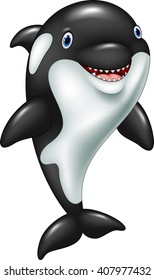 Cartoon funny killer whale standing