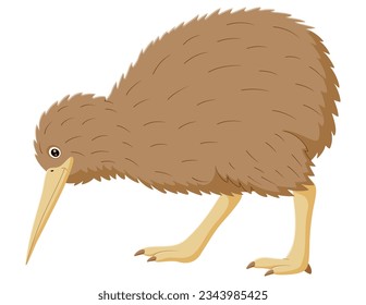 Cartoon funny kiwi bird. Vector illustration