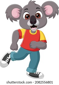 Cartoon funny koala in clothes posing