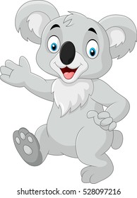 Cartoon funny koala isolated on white background