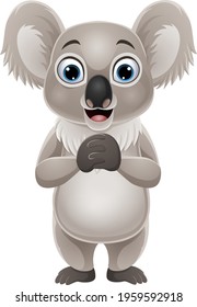 Cartoon funny koala on white background