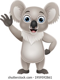 Cartoon funny koala waving hand