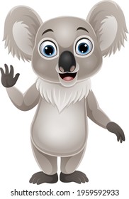 Cartoon funny koala waving hand