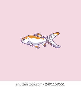 Cartoon funny koi fish on colorful background