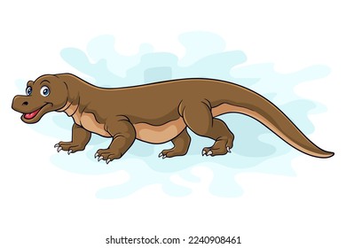 Cartoon funny komodo dragon isolated on white background