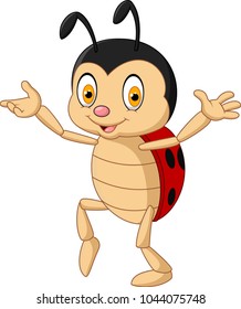 Cartoon funny ladybug isolated on white background