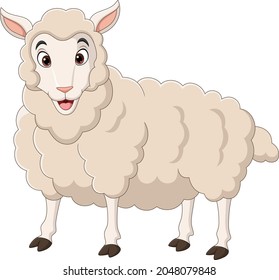 Cartoon funny lamb on white background