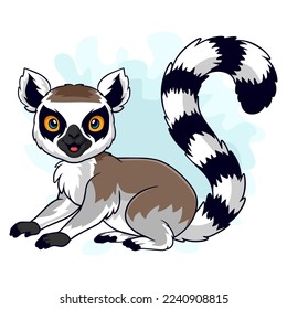 Cartoon funny lemur isolated on white background