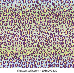 Cartoon funny leopard vector texture. Trendy violet with yellow Leopard vectored  pattern. Jaguar pattern .