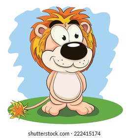 Cartoon funny lion.