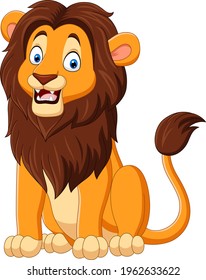 Cartoon funny lion on white background