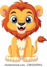 Cartoon funny lion on white background