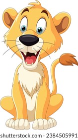 Cartoon funny lion on white background