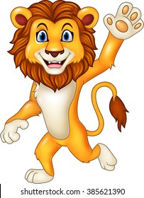 Cartoon Funny Lion Waving