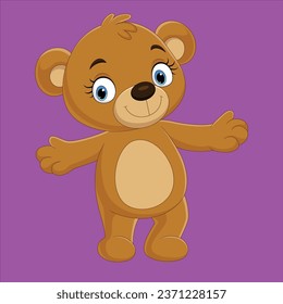 Cartoon funny little bear presenting animal character design illustration