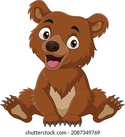 Cartoon funny little bear sitting