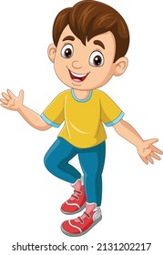 Cartoon funny little boy posing