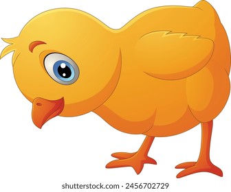 Cartoon funny little chick isolated on white background