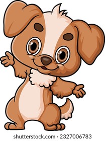 Cartoon funny little dog posing of illustration