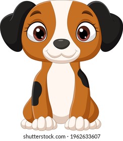 Cartoon funny little dog sitting