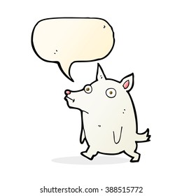 cartoon funny little dog with speech bubble