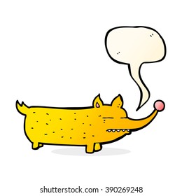 cartoon funny little dog with speech bubble