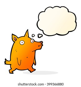 cartoon funny little dog with thought bubble