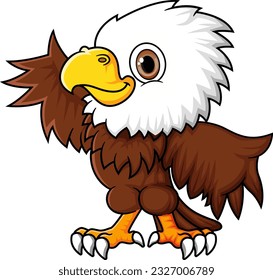 Cartoon funny little eagle posing of illustration
