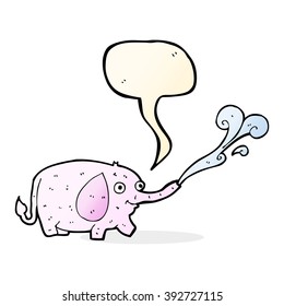 cartoon funny little elephant squirting water with speech bubble