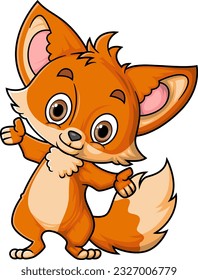 Cartoon funny little fox posing of illustration