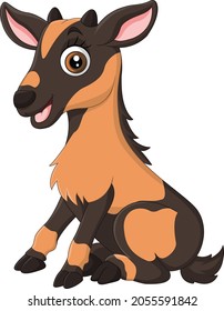 Cartoon funny little goat sitting