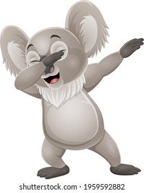 Cartoon funny little koala dabbing dance