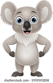 Cartoon funny little koala posing