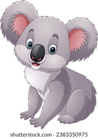 Cartoon funny little koala sitting