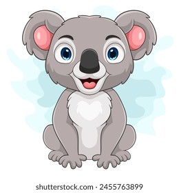 Cartoon funny little koala sitting