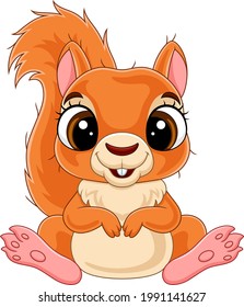 Cartoon funny little squirrel sitting