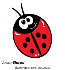 Cartoon funny looking ladybug smiling vector illustration
