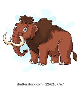 Cartoon funny Mammoth isolated on white background