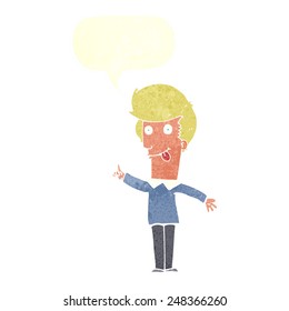 cartoon funny man with idea with speech bubble