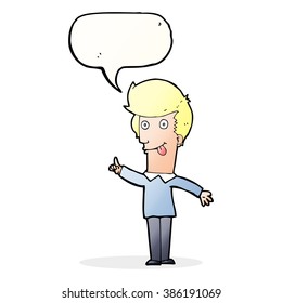 cartoon funny man with idea with speech bubble