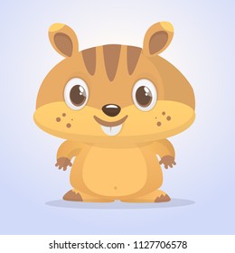 Cartoon funny marmot waving with smile. Vector illustration